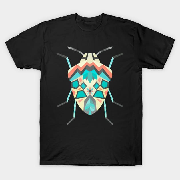 Geometric Tropical Beetle Bug in Digital T-Shirt by narwhalwall